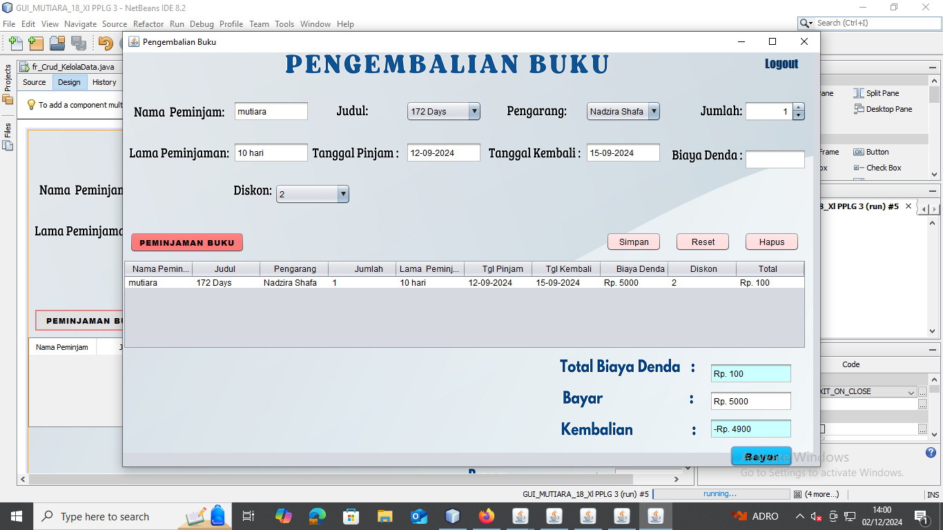 Screenshot of a web application for a drink shop